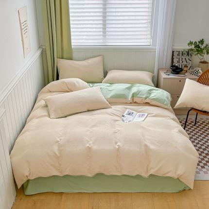 91家纺网 家纺一手货源 找家纺 （总）佰亿莱 2024新款AB版全棉华夫格水洗棉四件套