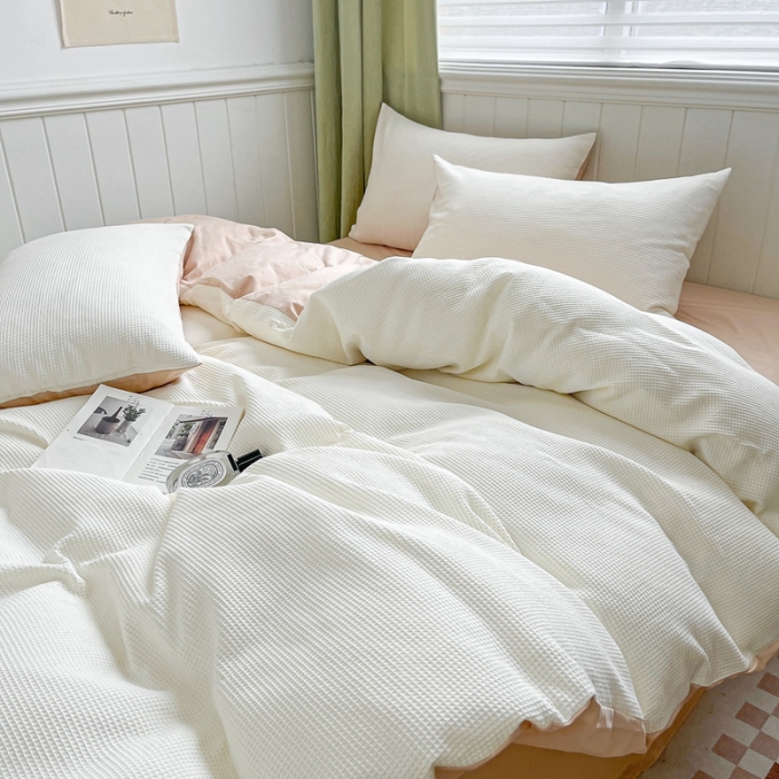 91家纺网 家纺一手货源 找家纺 （总）佰亿莱 2024新款AB版全棉华夫格水洗棉单被套