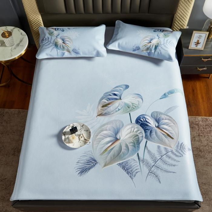 91家纺网 家纺一手货源 找家纺 头层彩绘牛皮席 凉席 牛皮席工厂直销  设计师款