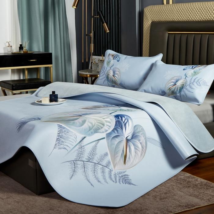 91家纺网 家纺一手货源 找家纺 头层彩绘牛皮席 凉席 牛皮席工厂直销  设计师款