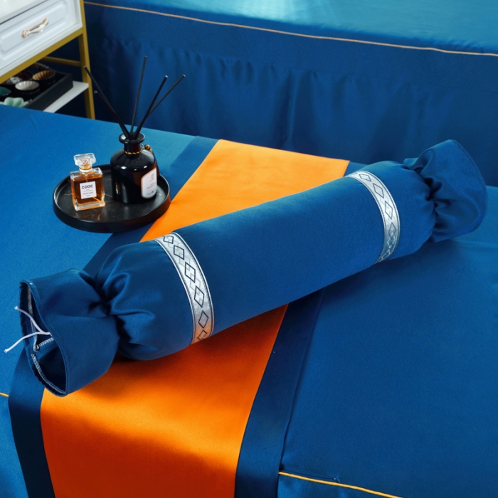 91家纺网 家纺一手货源 找家纺 莉人坊 2023新款贵妃缎织带 香水伊人 贵妃缎宝蓝 香水伊人床罩