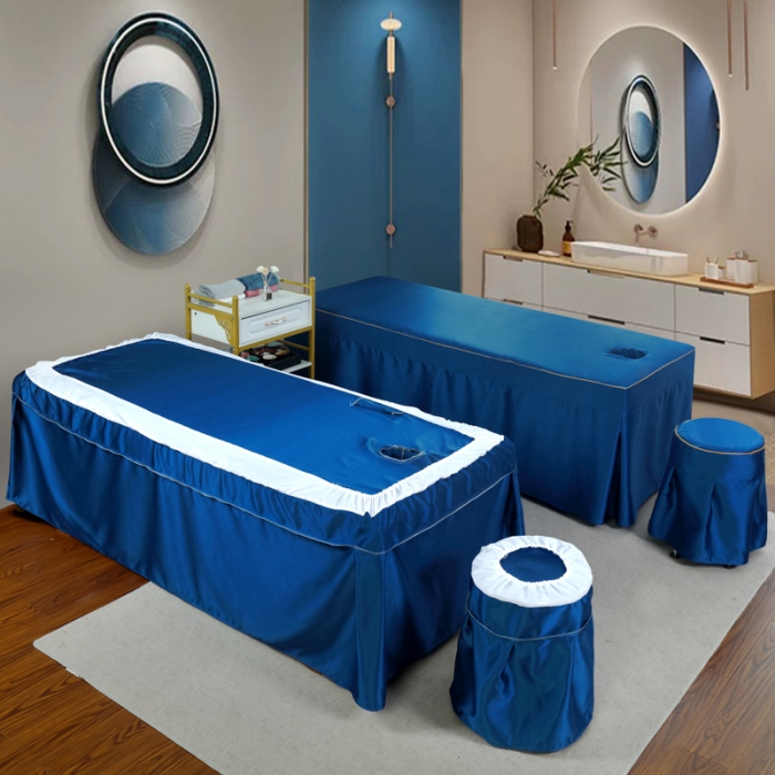 91家纺网 家纺一手货源 找家纺 莉人坊 2023新款贵妃缎织带 香水伊人 贵妃缎宝蓝 香水伊人床罩