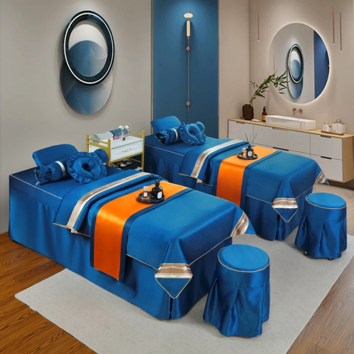 91家纺网 家纺一手货源 找家纺 莉人坊 2023新款贵妃缎织带 香水伊人 贵妃缎宝蓝 香水伊人床罩