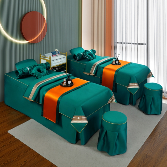 91家纺网 家纺一手货源 找家纺 莉人坊 2023新款贵妃缎织带 香水伊人 贵妃缎黛绿 香水伊人床罩