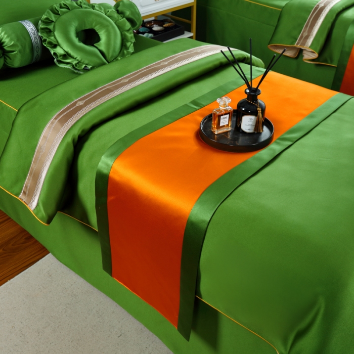 91家纺网 家纺一手货源 找家纺 莉人坊 2023新款贵妃缎织带 香水伊人 贵妃缎果绿 香水伊人床罩