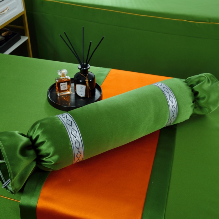 91家纺网 家纺一手货源 找家纺 莉人坊 2023新款贵妃缎织带 香水伊人 贵妃缎果绿 香水伊人床罩