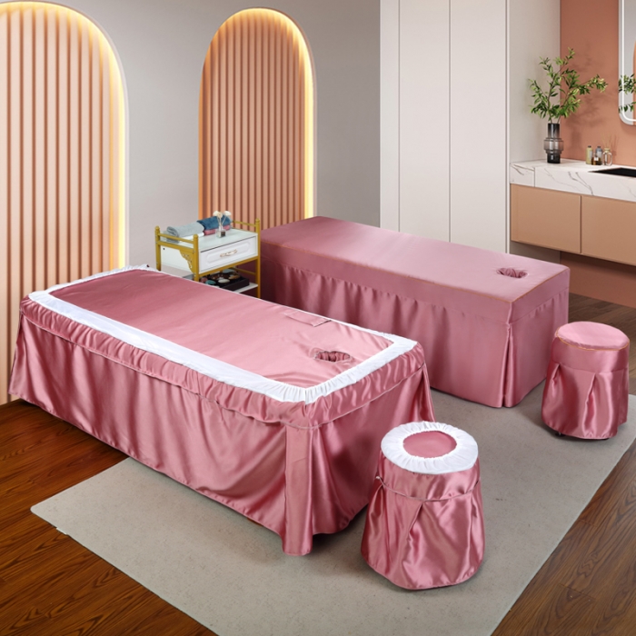 91家纺网 家纺一手货源 找家纺 莉人坊 2023新款贵妃缎织带 香水伊人 贵妃缎红色 香水伊人床罩