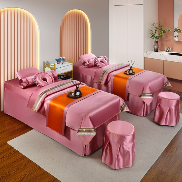 91家纺网 家纺一手货源 找家纺 莉人坊 2023新款贵妃缎织带 香水伊人 贵妃缎红色 香水伊人床罩