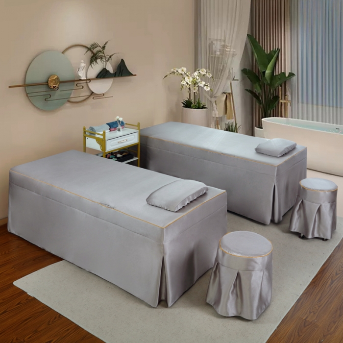 91家纺网 家纺一手货源 找家纺 莉人坊 2023新款贵妃缎织带 香水伊人 贵妃缎灰色 香水伊人床罩