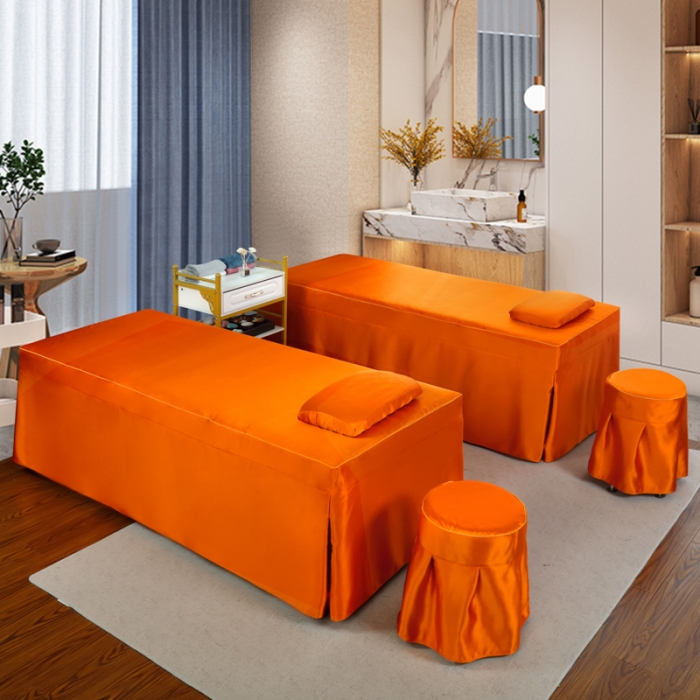 91家纺网 家纺一手货源 找家纺 莉人坊 2023新款贵妃缎织带 香水伊人 贵妃缎橘色 香水伊人床罩