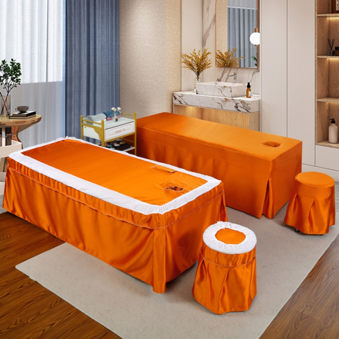 91家纺网 家纺一手货源 找家纺 莉人坊 2023新款贵妃缎织带 香水伊人 贵妃缎橘色 香水伊人床罩