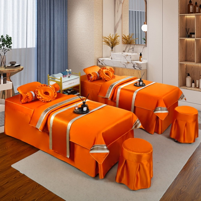 91家纺网 家纺一手货源 找家纺 莉人坊 2023新款贵妃缎织带 香水伊人 贵妃缎橘色 香水伊人床罩