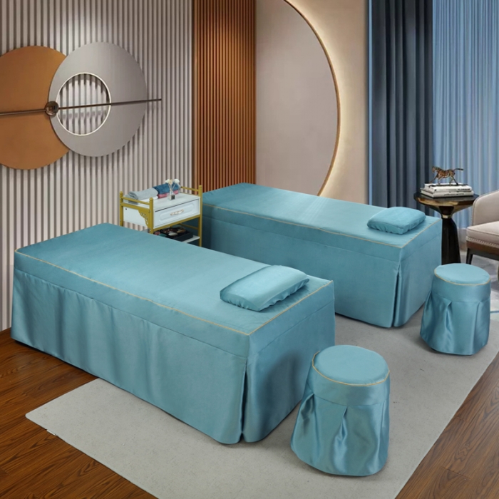 91家纺网 家纺一手货源 找家纺 莉人坊 2023新款贵妃缎织带 香水伊人 贵妃缎浅蓝 香水伊人床罩