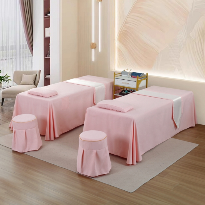 91家纺网 家纺一手货源 找家纺 莉人坊 2023新款彩棉麻 床单款床罩 床单款 粉红