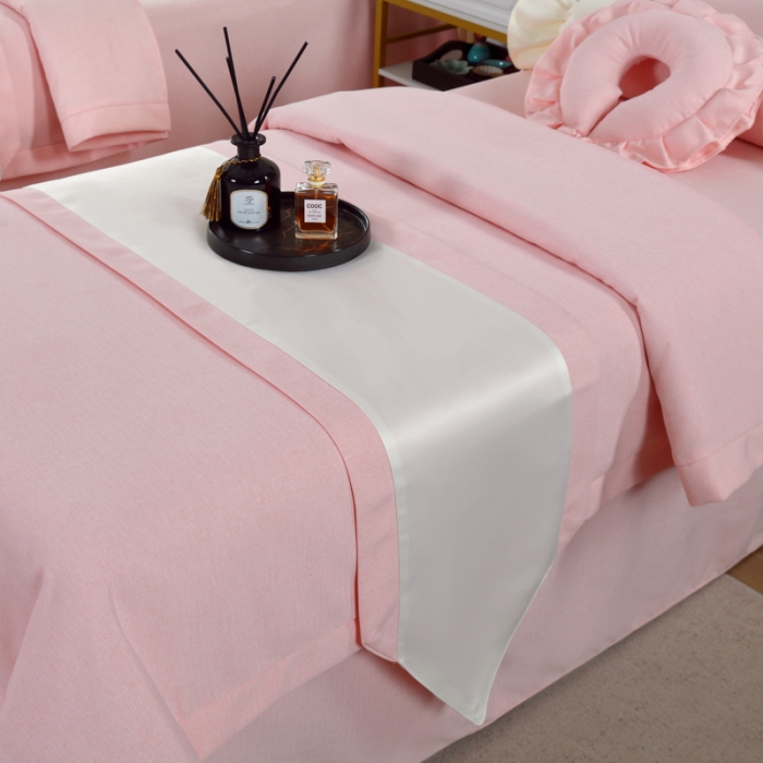 91家纺网 家纺一手货源 找家纺 莉人坊 2023新款彩棉麻 床单款床罩 床单款 粉红