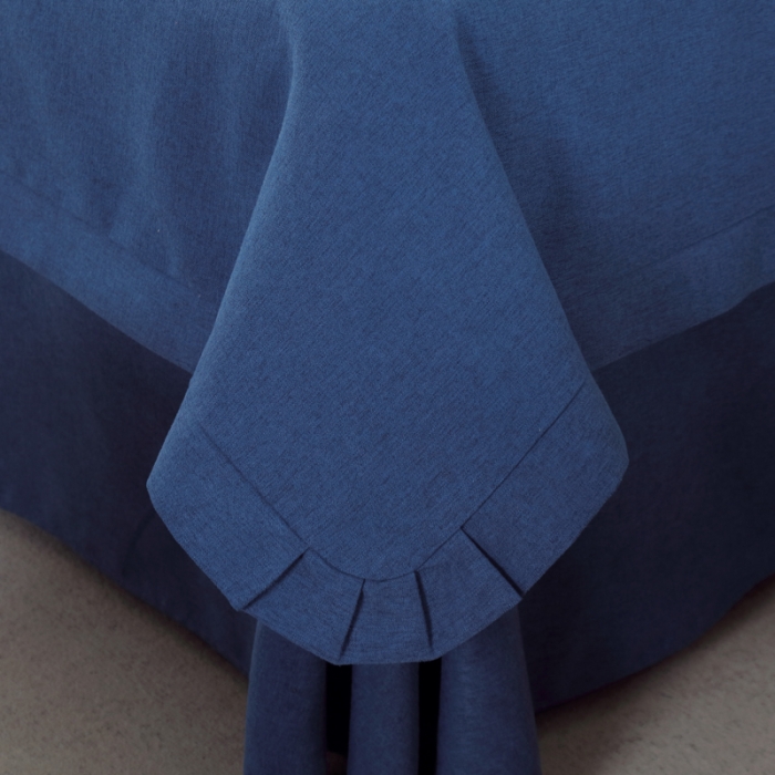 91家纺网 家纺一手货源 找家纺 莉人坊 2023新款彩棉麻 床单款床罩 床单款 海蓝