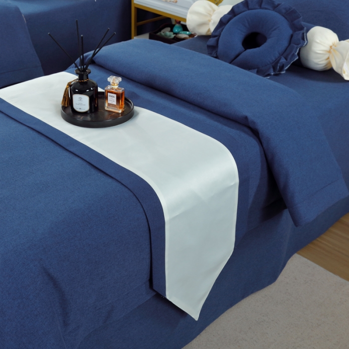 91家纺网 家纺一手货源 找家纺 莉人坊 2023新款彩棉麻 床单款床罩 床单款 海蓝