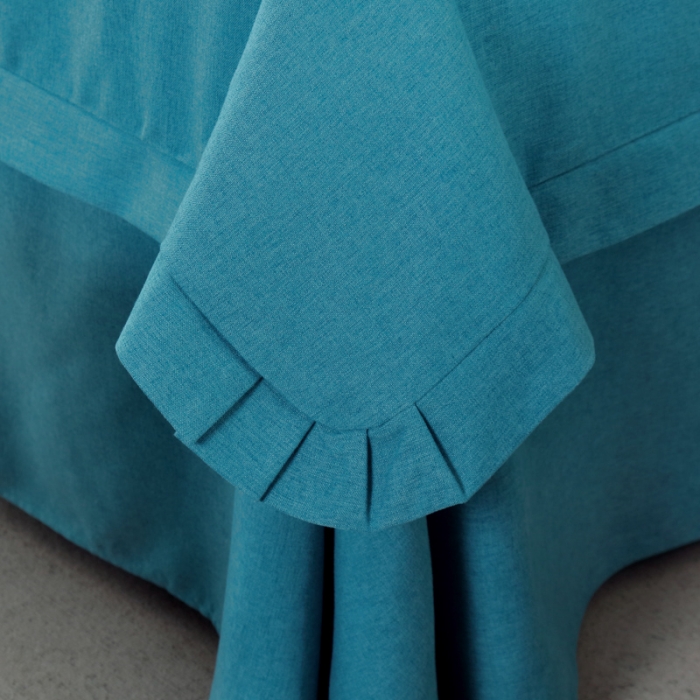 91家纺网 家纺一手货源 找家纺 莉人坊 2023新款彩棉麻 床单款床罩 床单款 湖蓝