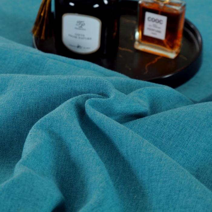 91家纺网 家纺一手货源 找家纺 莉人坊 2023新款彩棉麻 床单款床罩 床单款 湖蓝