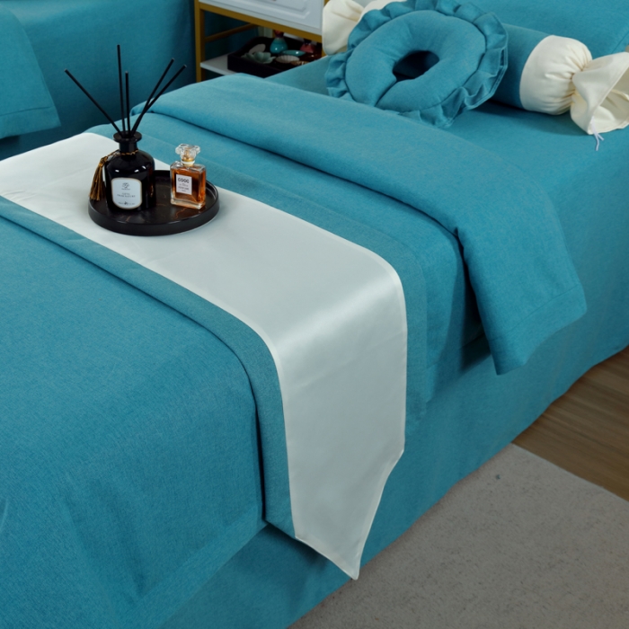 91家纺网 家纺一手货源 找家纺 莉人坊 2023新款彩棉麻 床单款床罩 床单款 湖蓝