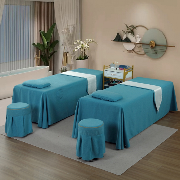 91家纺网 家纺一手货源 找家纺 莉人坊 2023新款彩棉麻 床单款床罩 床单款 湖蓝