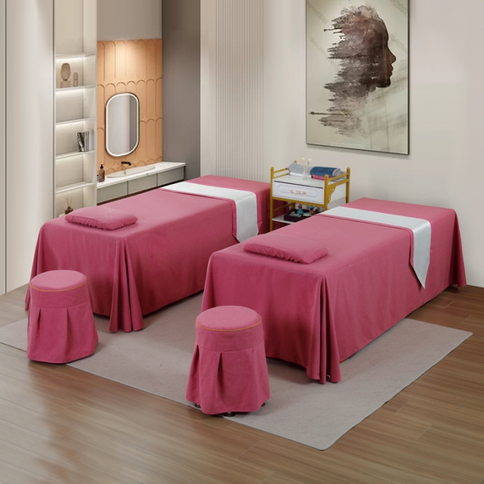 91家纺网 家纺一手货源 找家纺 莉人坊 2023新款彩棉麻 床单款床罩 床单款 酒红