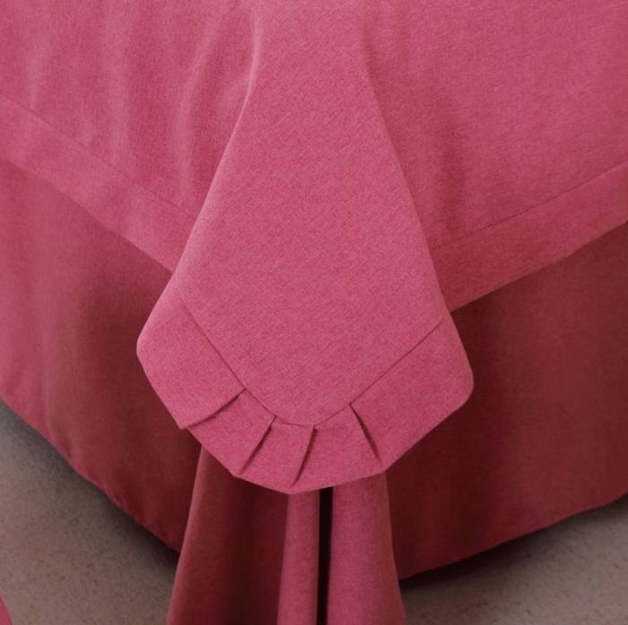 91家纺网 家纺一手货源 找家纺 莉人坊 2023新款彩棉麻 床单款床罩 床单款 酒红