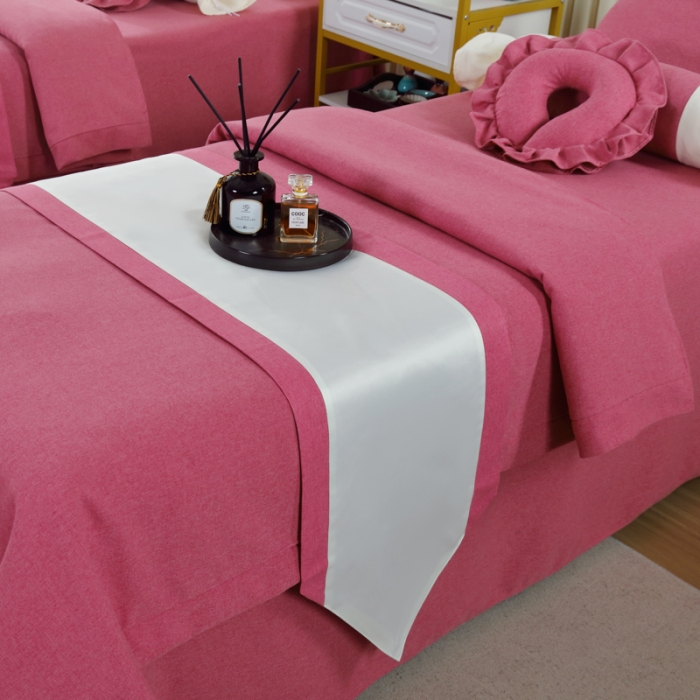 91家纺网 家纺一手货源 找家纺 莉人坊 2023新款彩棉麻 床单款床罩 床单款 酒红