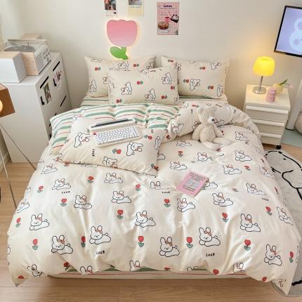 91家纺网 家纺一手货源 找家纺 川悦生活 2023新款全棉印花四件套 兔了个兔