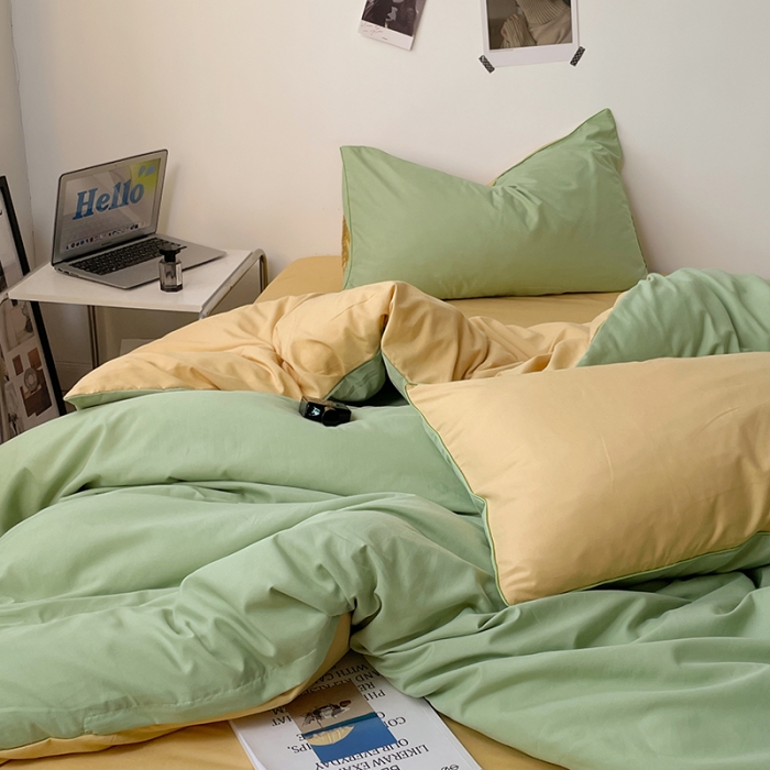 91家纺网 家纺一手货源 找家纺 （总）蓝淋家纺 2023新款双拼水洗棉高级感亲肤四件套/三件套