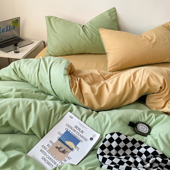 91家纺网 家纺一手货源 找家纺 （总）蓝淋家纺 2023新款双拼水洗棉高级感亲肤四件套/三件套