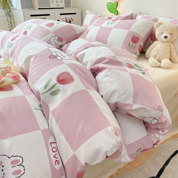 91家纺网 家纺一手货源 找家纺 川悦生活 2023新款全棉印花四件套 格子花