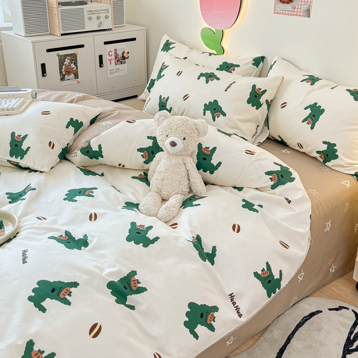 91家纺网 家纺一手货源 找家纺 川悦生活 2023新款全棉印花四件套 韩国小狗