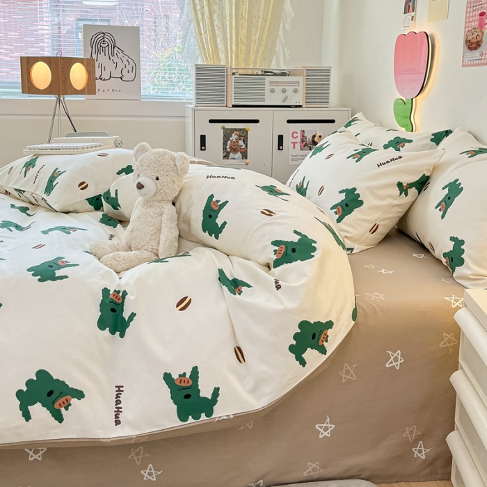 91家纺网 家纺一手货源 找家纺 川悦生活 2023新款全棉印花四件套 韩国小狗