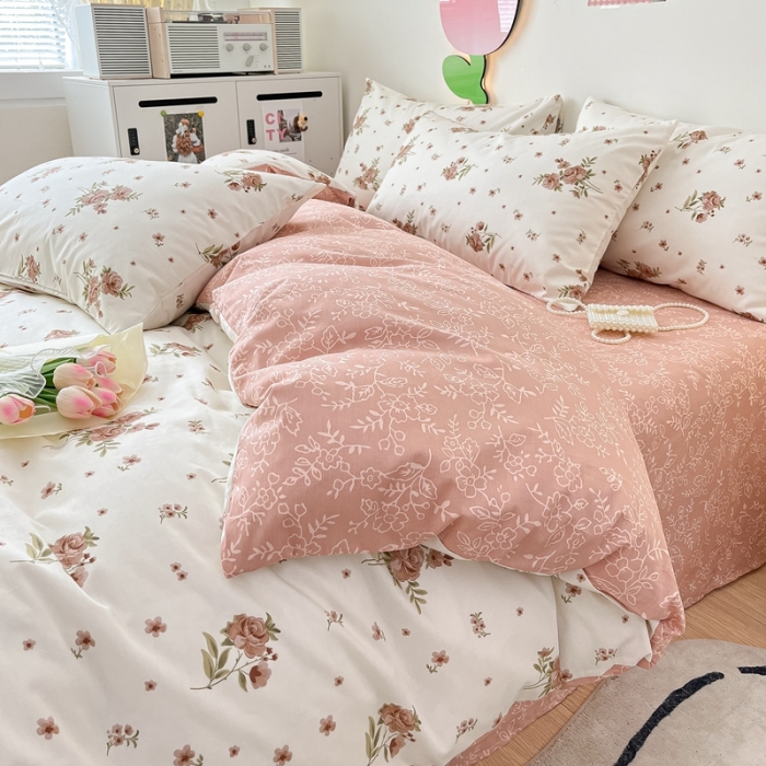 91家纺网 家纺一手货源 找家纺 川悦生活 2023新款全棉印花四件套 韩系小碎花