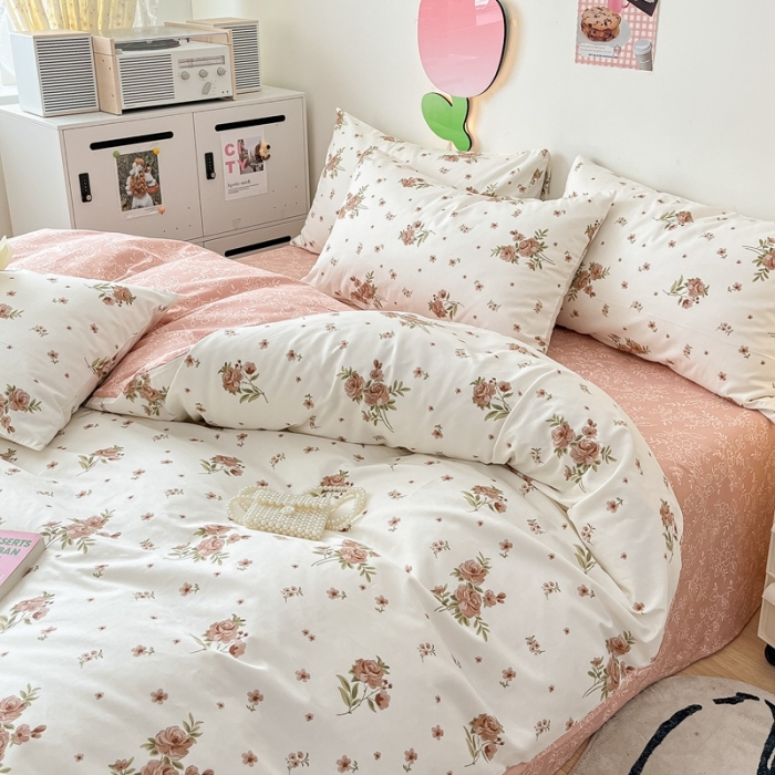 91家纺网 家纺一手货源 找家纺 川悦生活 2023新款全棉印花四件套 韩系小碎花