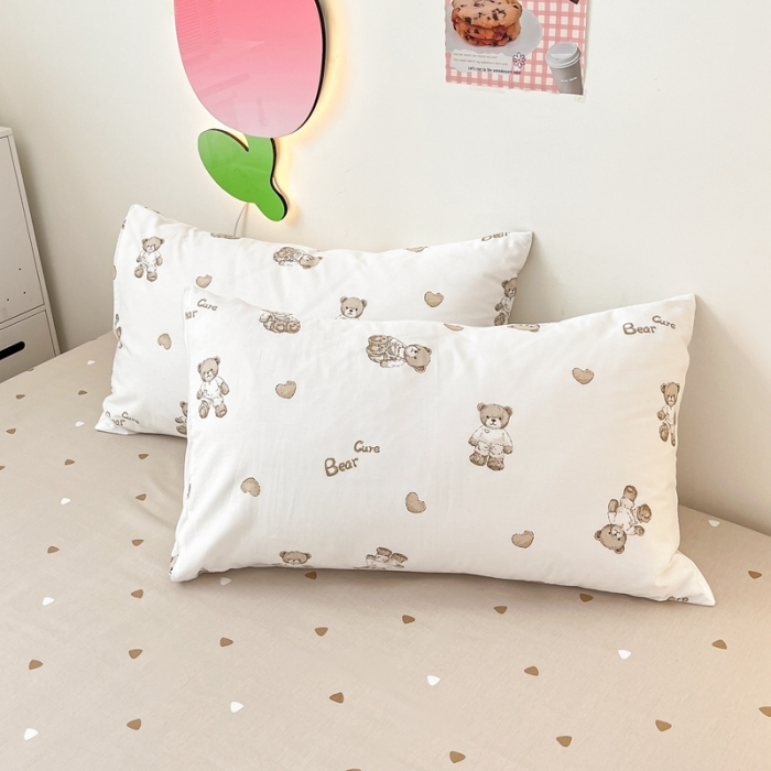 91家纺网 家纺一手货源 找家纺 川悦生活 2023新款全棉印花四件套 韩系小熊