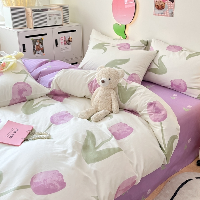 91家纺网 家纺一手货源 找家纺 川悦生活 2023新款全棉印花四件套 静寓