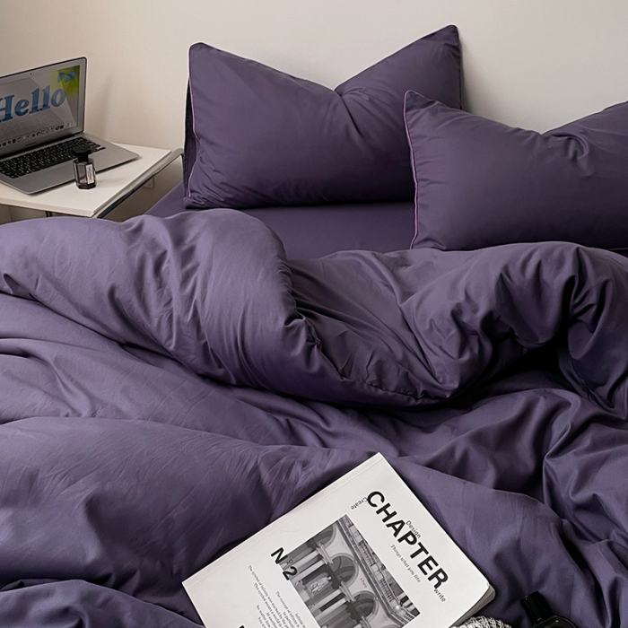 91家纺网 家纺一手货源 找家纺 蓝淋家纺 2023新款双拼水洗棉高级感亲肤四件套/三件套 纯烟熏