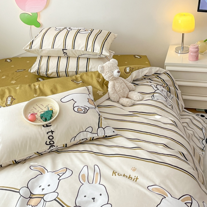 91家纺网 家纺一手货源 找家纺 川悦生活 2023新款全棉印花四件套 快乐跳舞