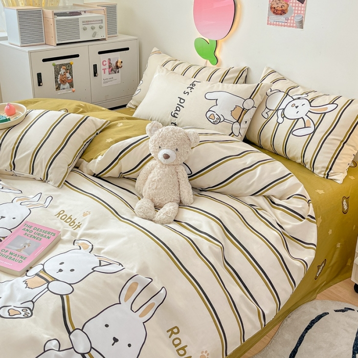 91家纺网 家纺一手货源 找家纺 川悦生活 2023新款全棉印花四件套 快乐跳舞