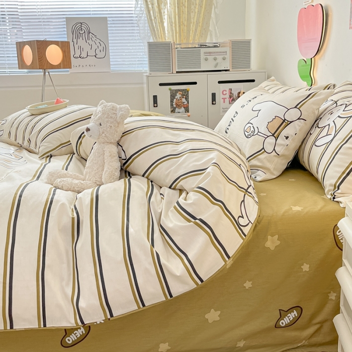 91家纺网 家纺一手货源 找家纺 川悦生活 2023新款全棉印花四件套 快乐跳舞