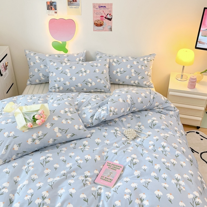 91家纺网 家纺一手货源 找家纺 川悦生活 2023新款全棉印花四件套 美丽家园