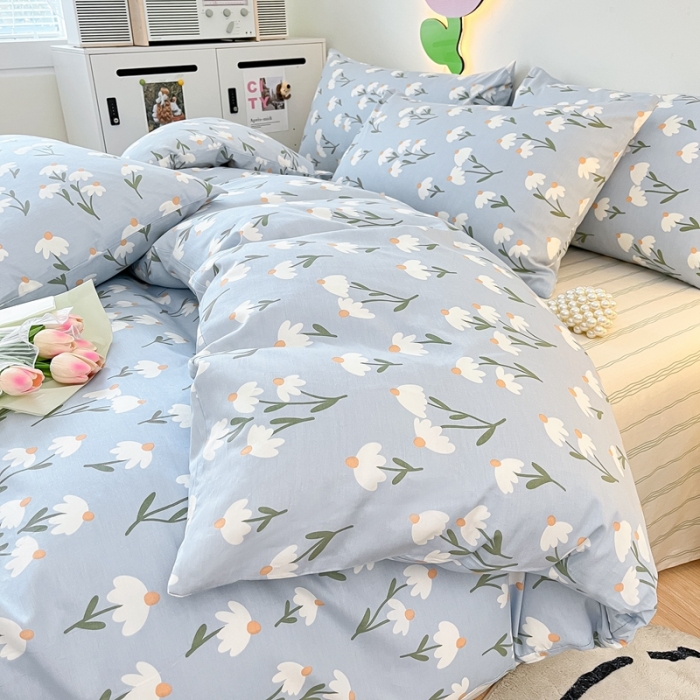 91家纺网 家纺一手货源 找家纺 川悦生活 2023新款全棉印花四件套 美丽家园