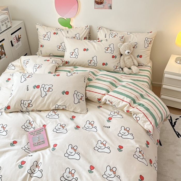 91家纺网 家纺一手货源 找家纺 川悦生活 2023新款全棉印花四件套 兔了个兔