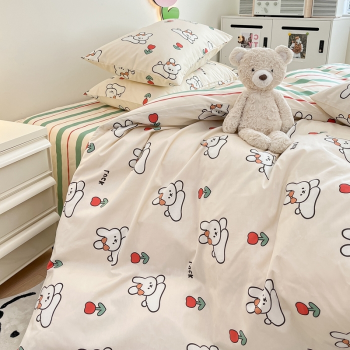 91家纺网 家纺一手货源 找家纺 川悦生活 2023新款全棉印花四件套 兔了个兔