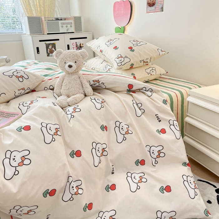 91家纺网 家纺一手货源 找家纺 川悦生活 2023新款全棉印花四件套 兔了个兔