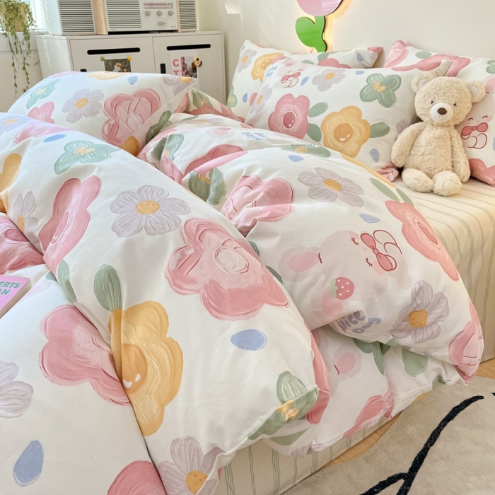 91家纺网 家纺一手货源 找家纺 川悦生活 2023新款全棉印花四件套 兔美乐