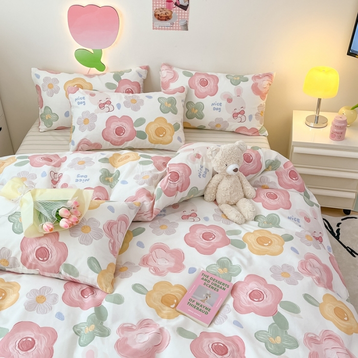 91家纺网 家纺一手货源 找家纺 川悦生活 2023新款全棉印花四件套 兔美乐