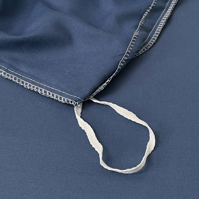 91家纺网 家纺一手货源 找家纺 蓝淋家纺 2023新款双拼水洗棉高级感亲肤四件套/三件套 蓝灰